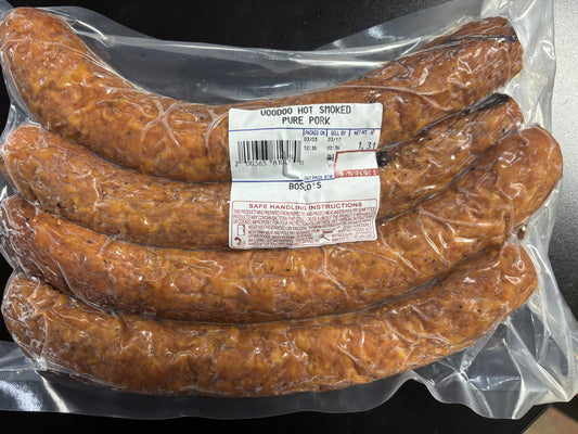 Voodoo Hot Smoked Pure Pork Sausage